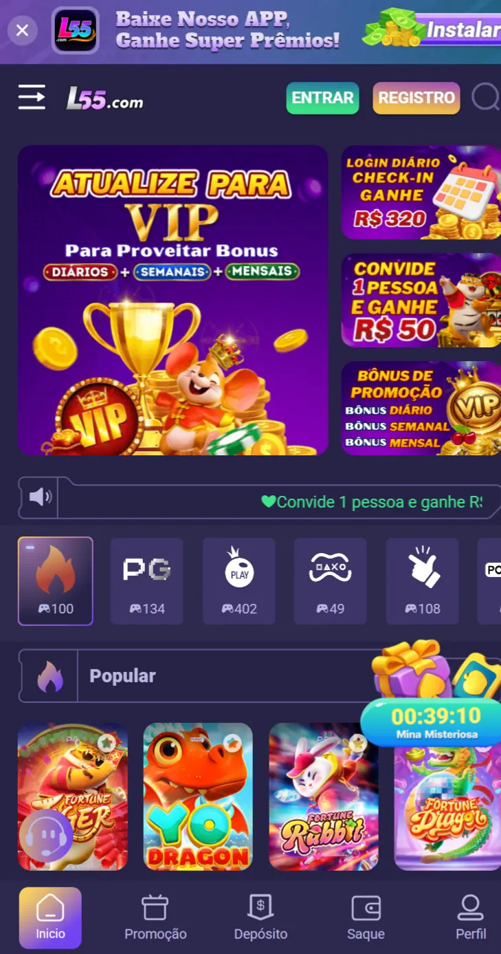 l55 Não perca jogos populares Ganhe Recompensas